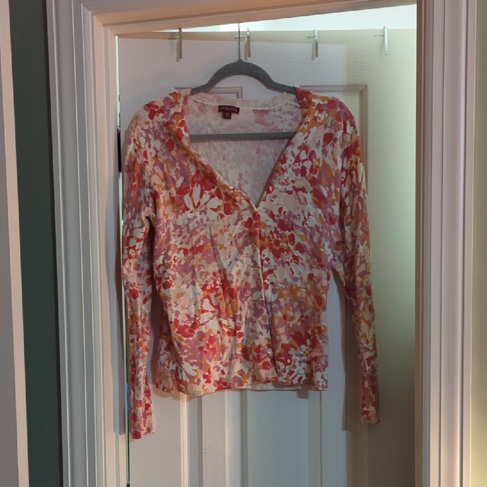 Merona Pink and Orange Floral Cardigan